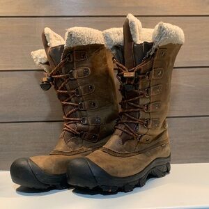 Keen Women Alaska Boot High Lace Up Leather Brown Waterproof Snow Winter